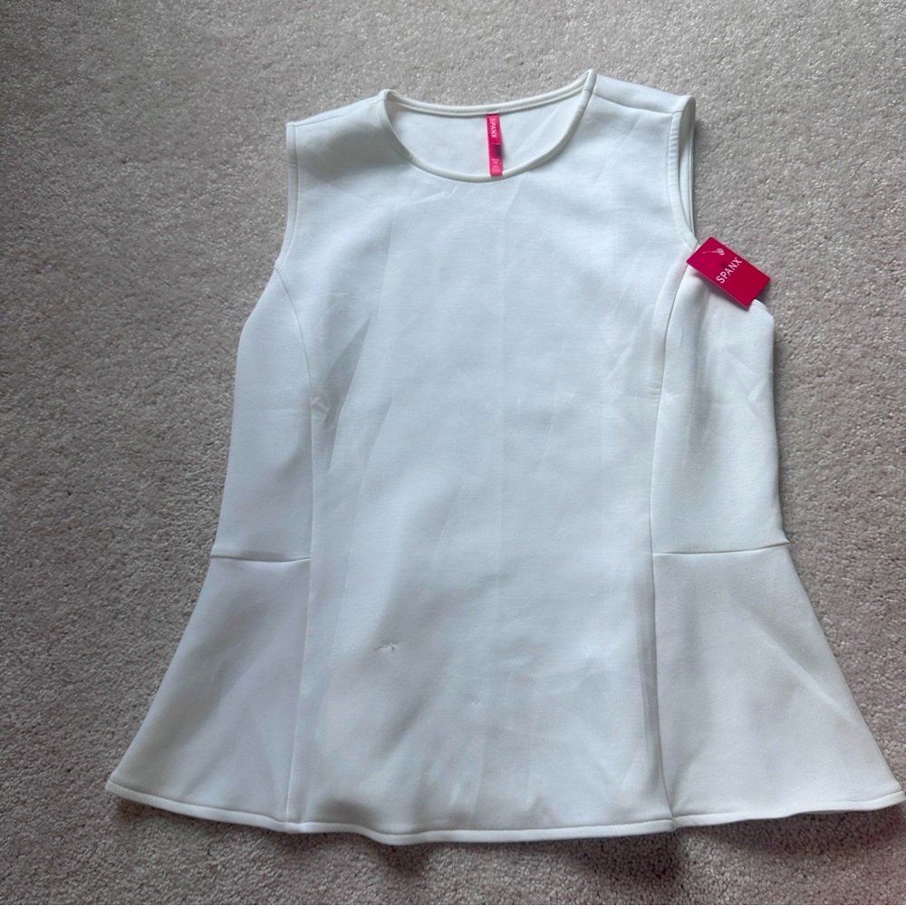 Spanx Airluxe Peplum Top White Size M New with Tags